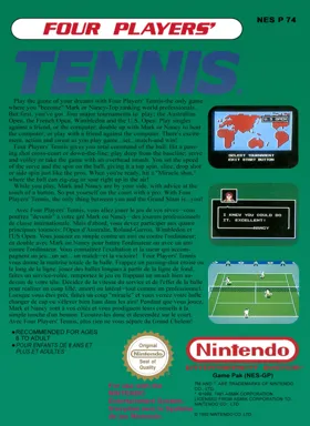 Four Players' Tennis (Europe) box cover back